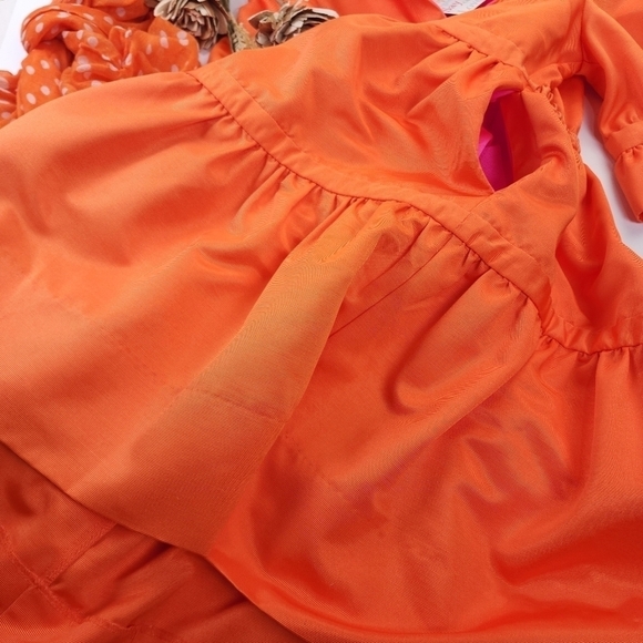New Gretchen Scott Orange Ruffle Pocketed Dress Sz XS - Picture 12 of 16